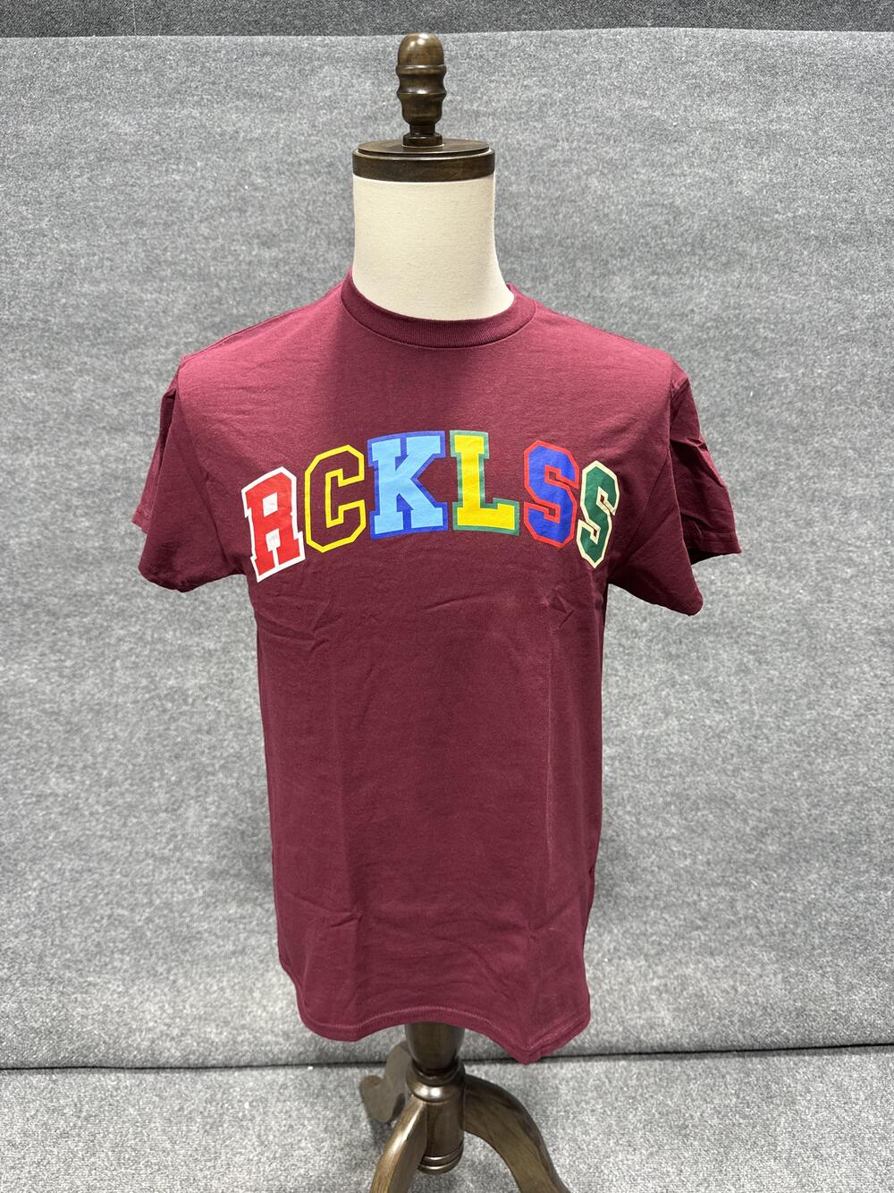 YR Shirt Mens Medium Red RCKLSS Block Letter Graphic T-Shirt Tee Streetwear